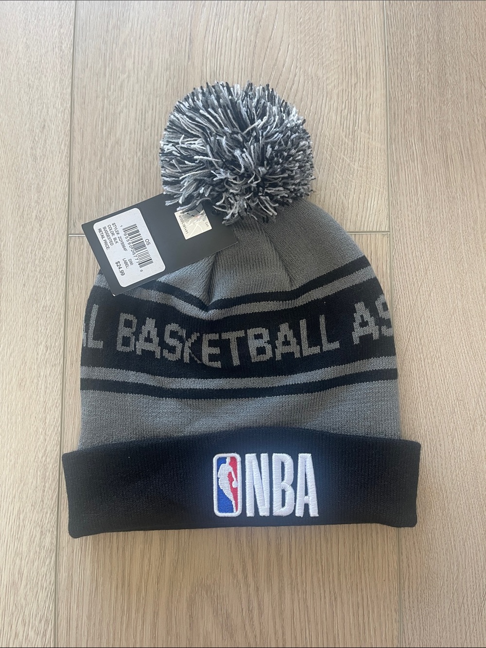 ❤️NEW!!!❤️ NBA Gray and Black Pom Knit Beanie with Embroidered Logo